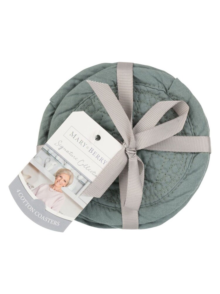 Mary Berry 4 Pack Green Signature 100% Cotton Coasters - Image 4 of 4
