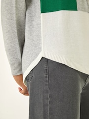 Roman Grey Ribbed Colour Block Knit Jumper - Image 5 of 5