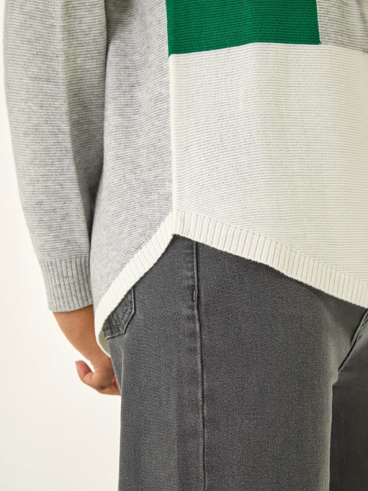Roman Grey Ribbed Colour Block Knit Jumper - Image 5 of 5