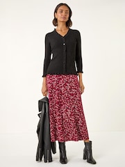 Roman Black V-Neck Ruffle Knit Top - Image 3 of 6