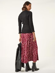 Roman Black V-Neck Ruffle Knit Top - Image 4 of 6