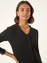 Roman Black V-Neck Ruffle Knit Top - Image 5 of 6