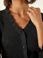 Roman Black V-Neck Ruffle Knit Top - Image 6 of 6