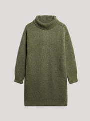 Superdry Green 100% Cotton Knitted Roll Neck jumper Dress - Image 2 of 4