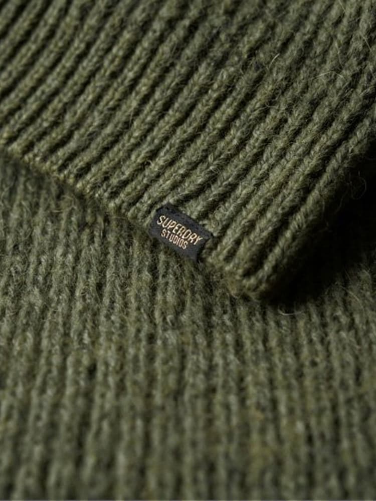 Superdry Green 100% Cotton Knitted Roll Neck jumper Dress - Image 4 of 4