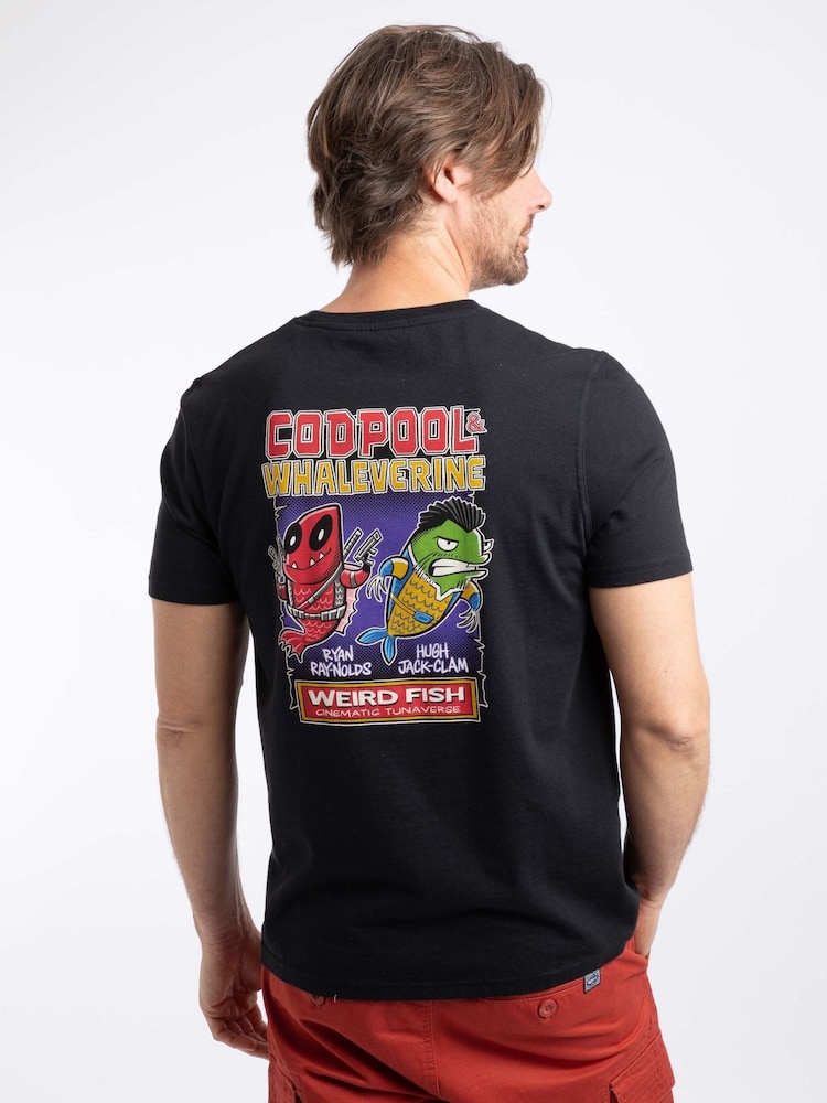 Weird Fish Black Codpool Back Print Artist T-Shirt - Image 1 of 6