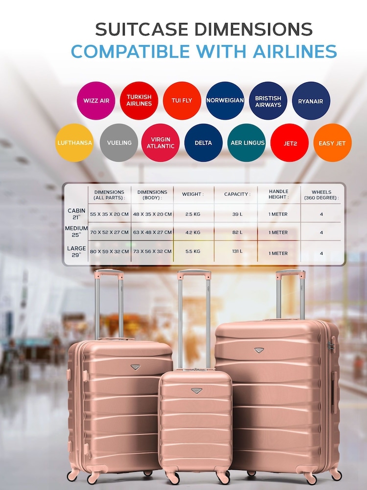 Set Of 2 Large Check-In & Small Carry-On Hardcase Travel Suitcase - Image 2 of 7