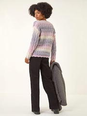 Roman Purple Ombre Textured V-Neck Knit Jumper - Image 3 of 5