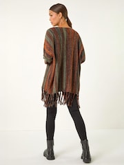 Roman Brown Ombre Vertical Stripe Fringe Jumper - Image 3 of 5