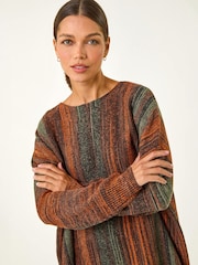 Roman Brown Ombre Vertical Stripe Fringe Jumper - Image 4 of 5