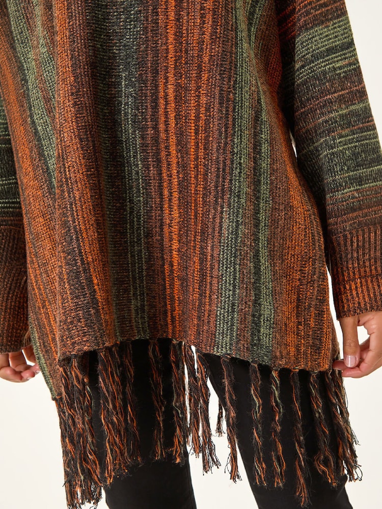 Roman Brown Ombre Vertical Stripe Fringe Jumper - Image 5 of 5