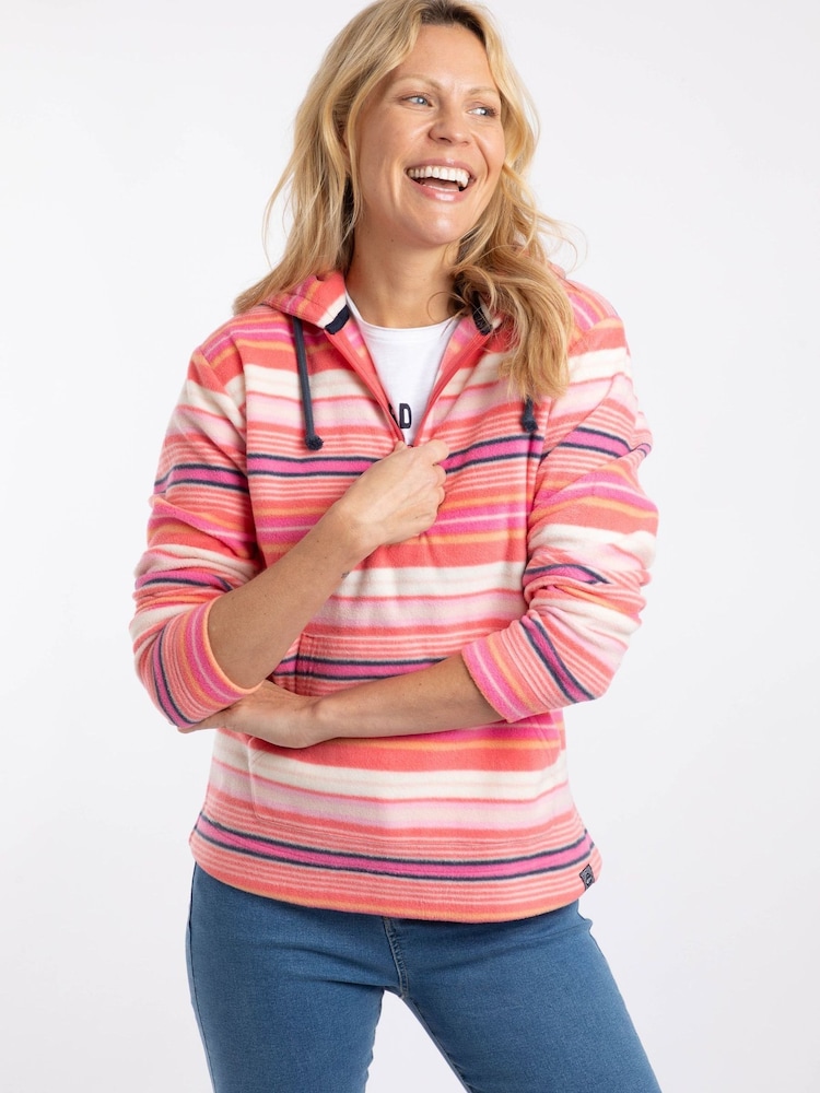 Weird Fish Pink Lana 1/4 Zip Printed Micro Fleece Hoodie - Image 1 of 6