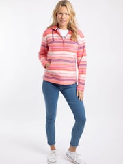 Weird Fish Pink Lana 1/4 Zip Printed Micro Fleece Hoodie - Image 4 of 6