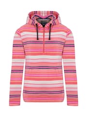 Weird Fish Pink Lana 1/4 Zip Printed Micro Fleece Hoodie - Image 5 of 6