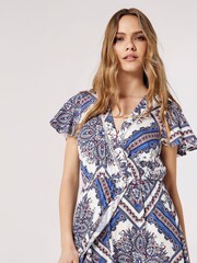Apricot Blue Multi Scarf Print Midaxi Dress - Image 4 of 5