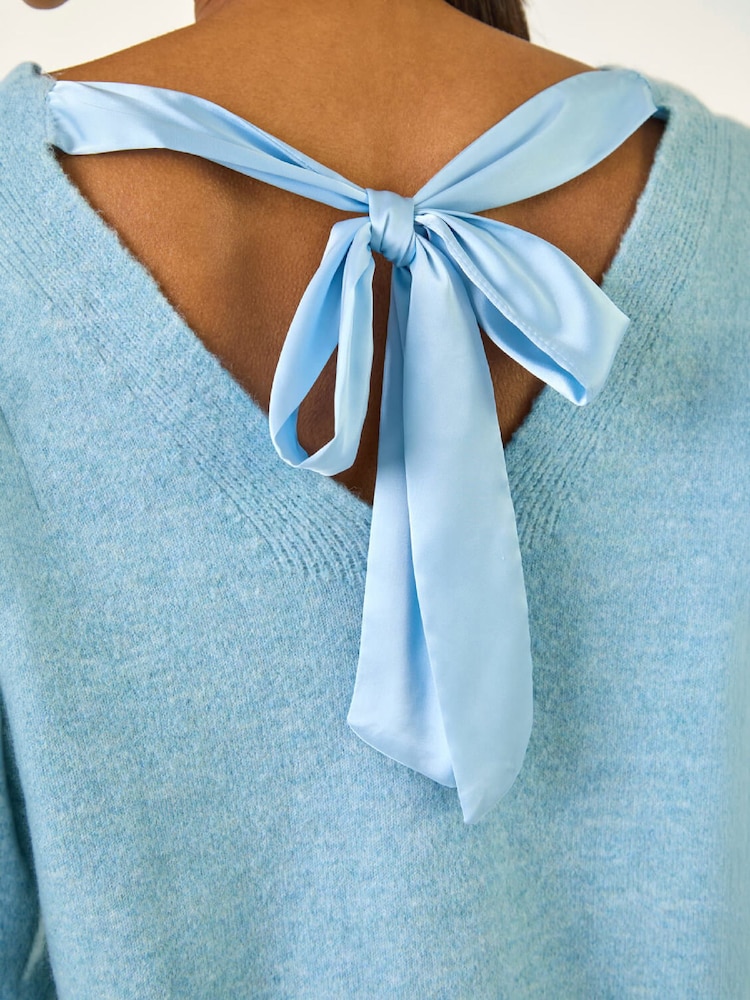 Roman Blue Ribbon Bow Tie Back Jumper - Image 5 of 5
