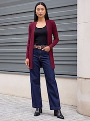Roman Red Longline Stretch Ribbed Cardigan - Image 2 of 4
