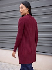 Roman Red Longline Stretch Ribbed Cardigan - Image 3 of 4