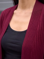 Roman Red Longline Stretch Ribbed Cardigan - Image 4 of 4