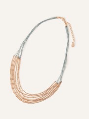 Accessorize Green Layered Thread and Bar Necklace - Image 1 of 2