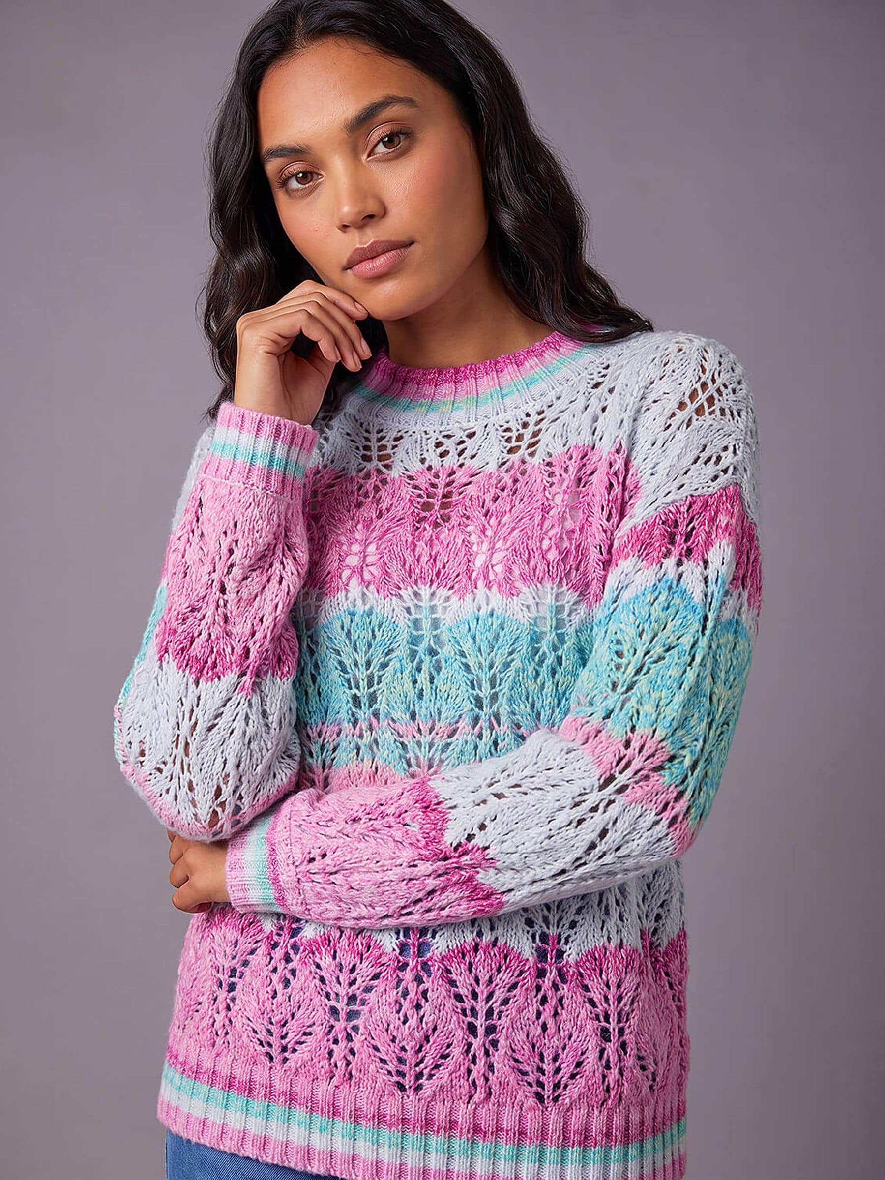 Roman Women's Pink Ombre Stripe Knit Jumper In | : Size 20 - Image 2
