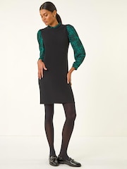 Roman Blue Contrast Print Knitted Dress - Image 2 of 5