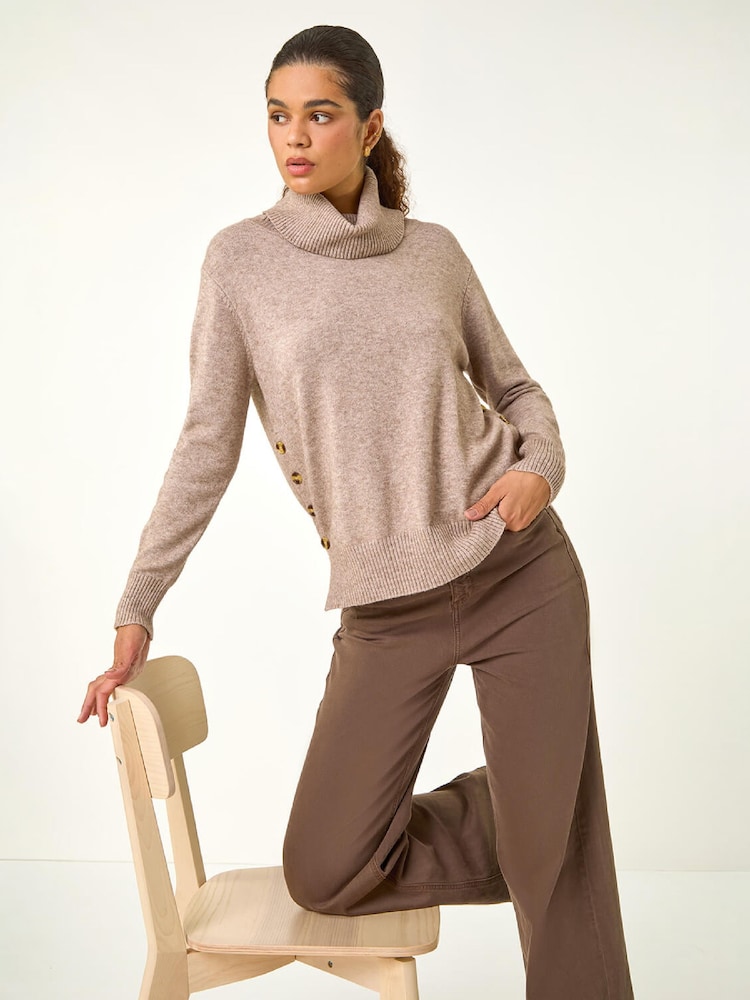 Roman Natural Soft Roll Neck Knit Jumper - Image 1 of 5