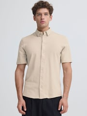 Casual Friday Natural Folke Short Sleeve Piqué Shirt - Image 1 of 8