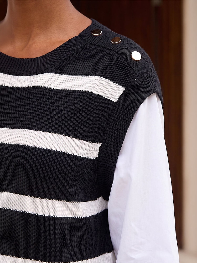 Roman Black Striped Shirt Knit Dress - Image 4 of 4