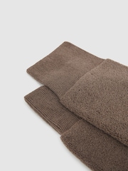 Reiss Taupe Melange Alers Cotton Blend Terry Towelling Socks - Image 2 of 3
