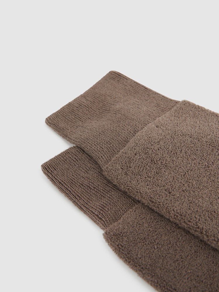Reiss Taupe Melange Alers Cotton Blend Terry Towelling Socks - Image 2 of 3