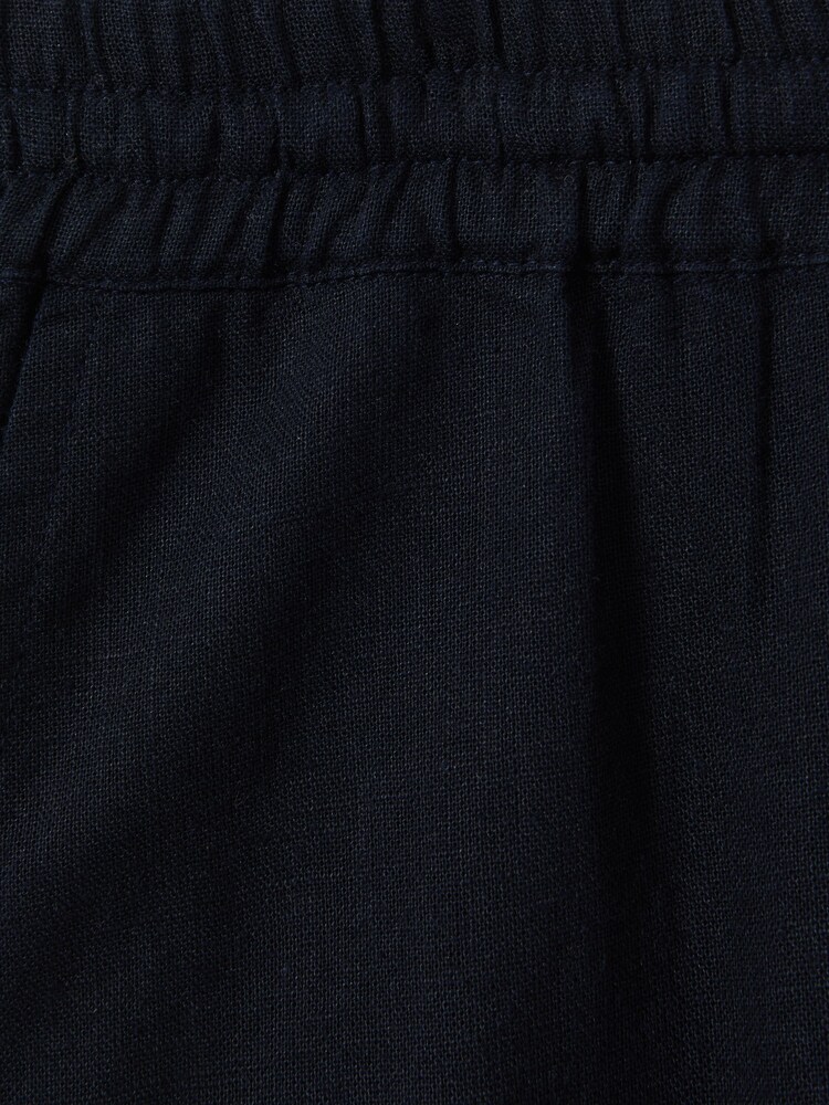Reiss Navy Wilfred Teen Linen Drawstring Tapered Trousers - Image 4 of 4