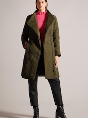 Ted Baker Green Rosemae Padded Midi Wrap Coat - Image 1 of 6