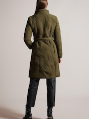 Ted Baker Green Rosemae Padded Midi Wrap Coat - Image 2 of 6