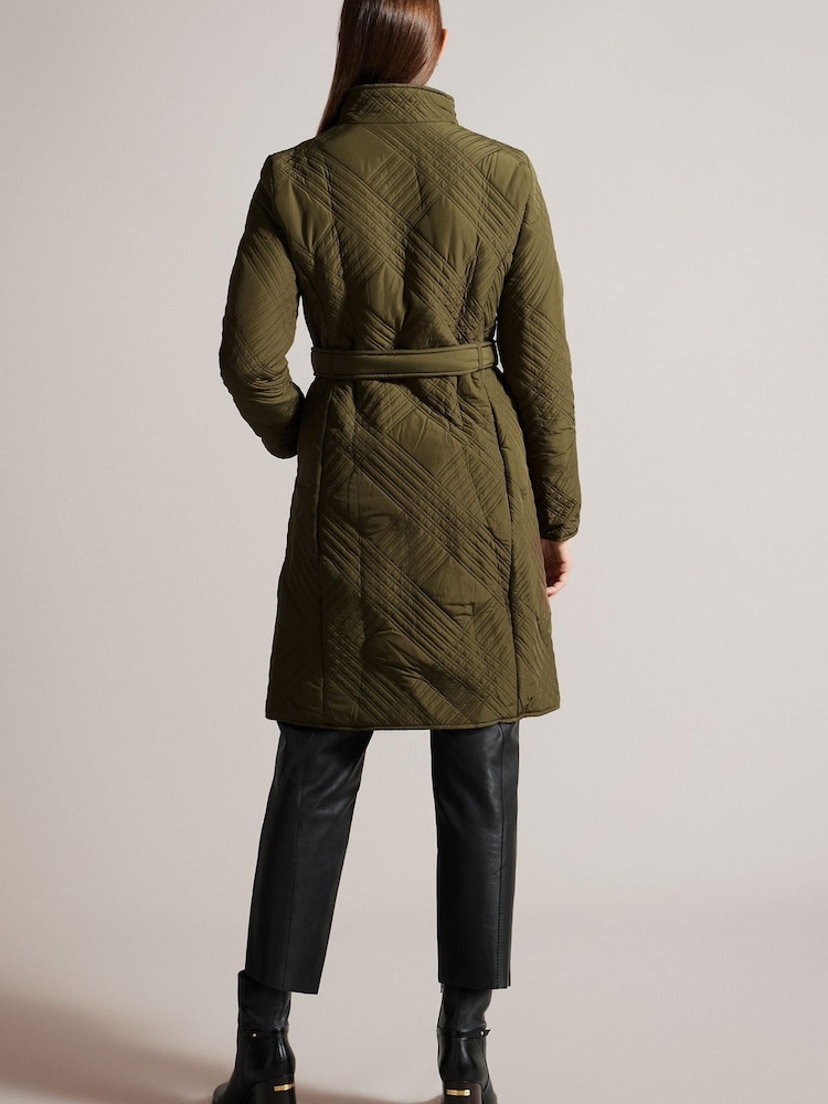 Ted Baker Green Rosemae Padded Midi Wrap Coat - Image 2 of 6