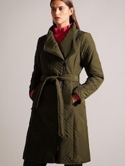Ted Baker Green Rosemae Padded Midi Wrap Coat - Image 3 of 6