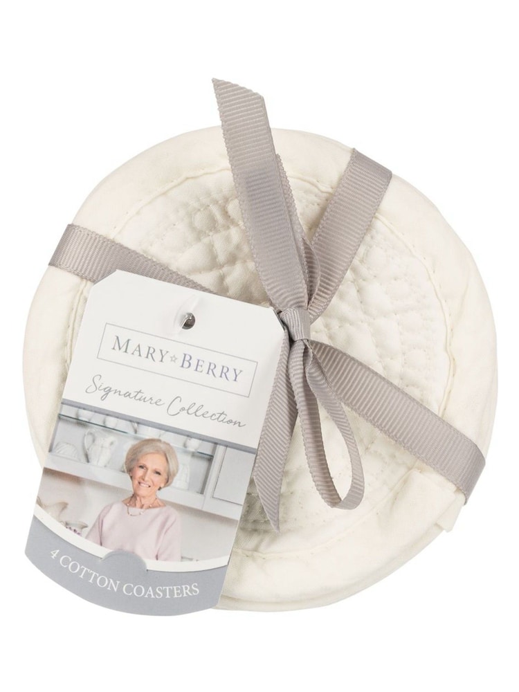 Mary Berry 4 Pack Natural Signature 100% Cotton Ivory Coasters - Image 4 of 4