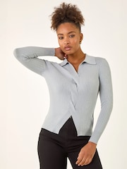 Roman Grey Collar Ribbed Cable Knit Jumper - Image 1 of 5