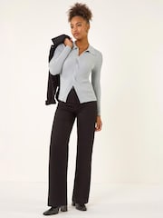 Roman Grey Collar Ribbed Cable Knit Jumper - Image 3 of 5
