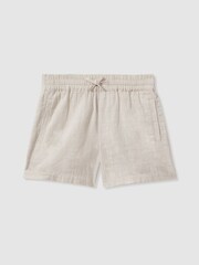 Reiss Stone Acen 3-9 yrs Linen Drawstring Shorts - Image 2 of 4