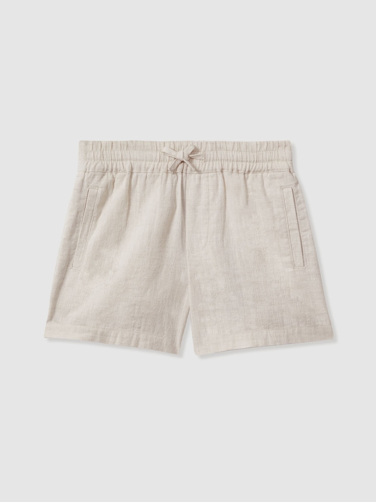 Reiss Stone Acen 3-9 yrs Linen Drawstring Shorts - Image 2 of 4