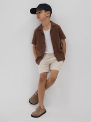 Reiss Stone Acen 3-9 yrs Linen Drawstring Shorts - Image 3 of 4