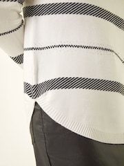 Roman White Stripe Hotfix Curved Hem Knit Jumper - Image 5 of 5