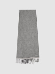 Reiss Black/White Victoria Wool Blend Dogtooth Embroidered Scarf - Image 1 of 5
