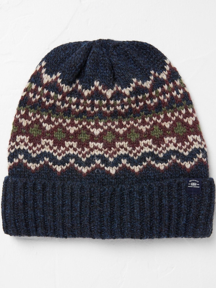 FatFace Blue Fairisle Beanie Hat - Image 1 of 2