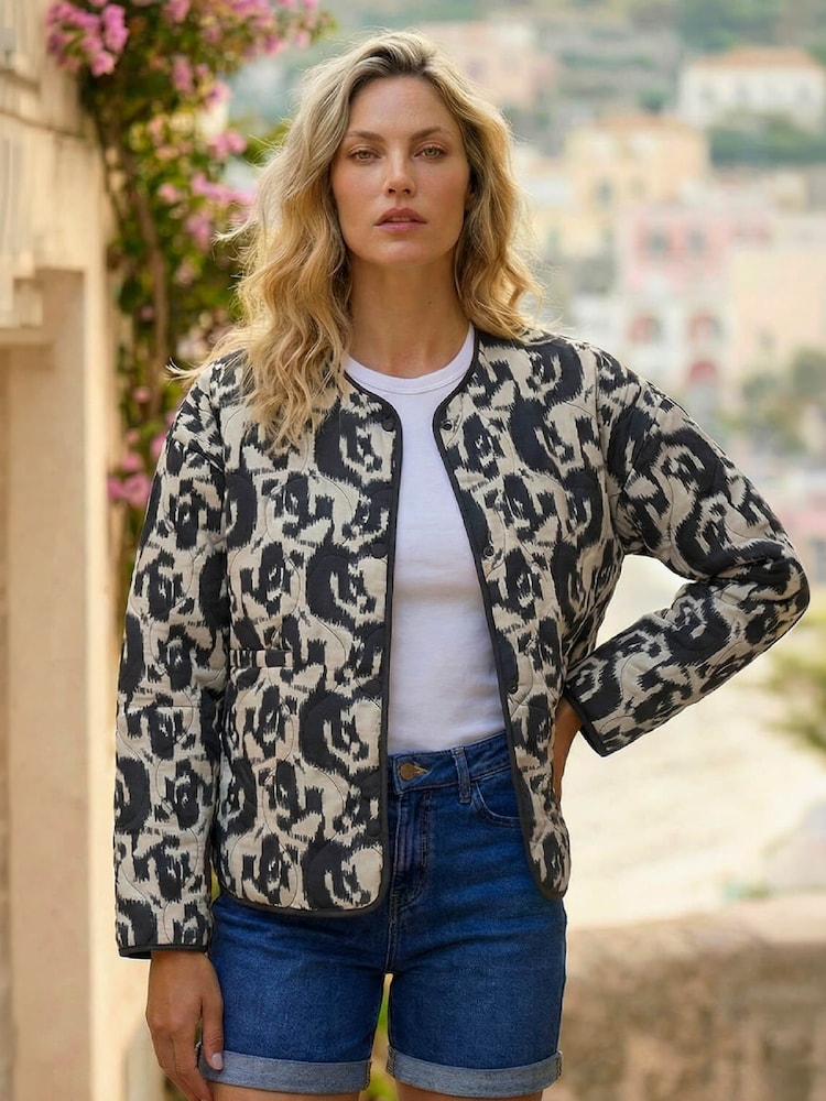 Roman White Soft Printed Quilted Jacket - Image 1 of 4