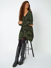 Roman Stretch-Kleid mit Floral-Muster und Kontrastbesatz - Bild 2 von 5