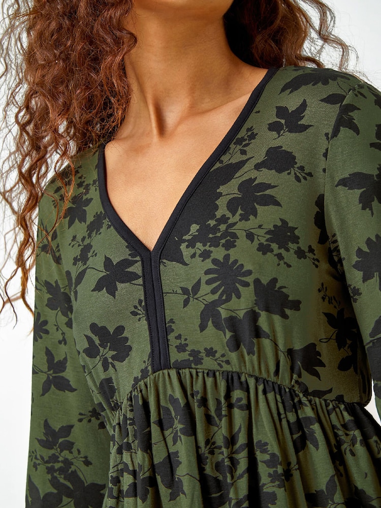 Roman Stretch-Kleid mit Floral-Muster und Kontrastbesatz - Bild 5 von 5 Roman Stretch-Kleid mit Floral-Muster und Kontrastbesatz - Bild 5 von 5