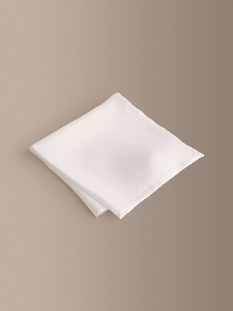White 100% Silk Signature Pocket Square - Image 1 of 3