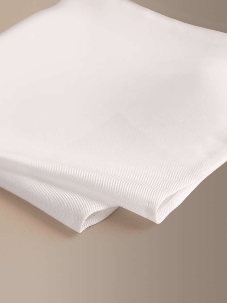 White 100% Silk Signature Pocket Square - Image 2 of 3
